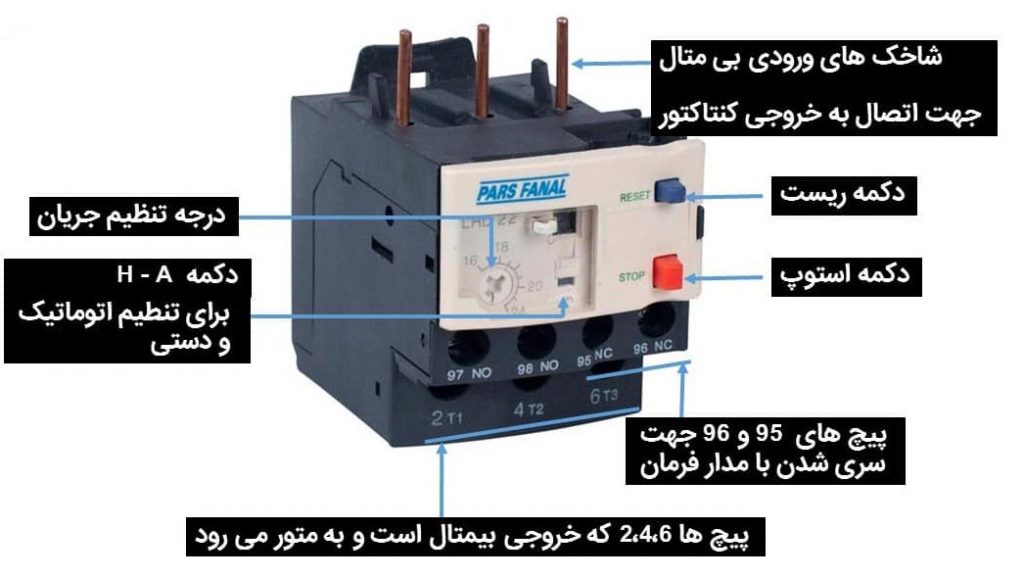 نحوه نصب بی متال یا رله حرارتی